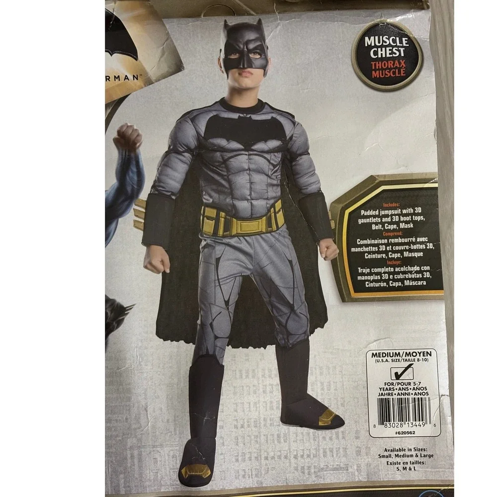 Batman Child Costume DC Comics Medium 8-10 Muscle Chest Halloween Superhero